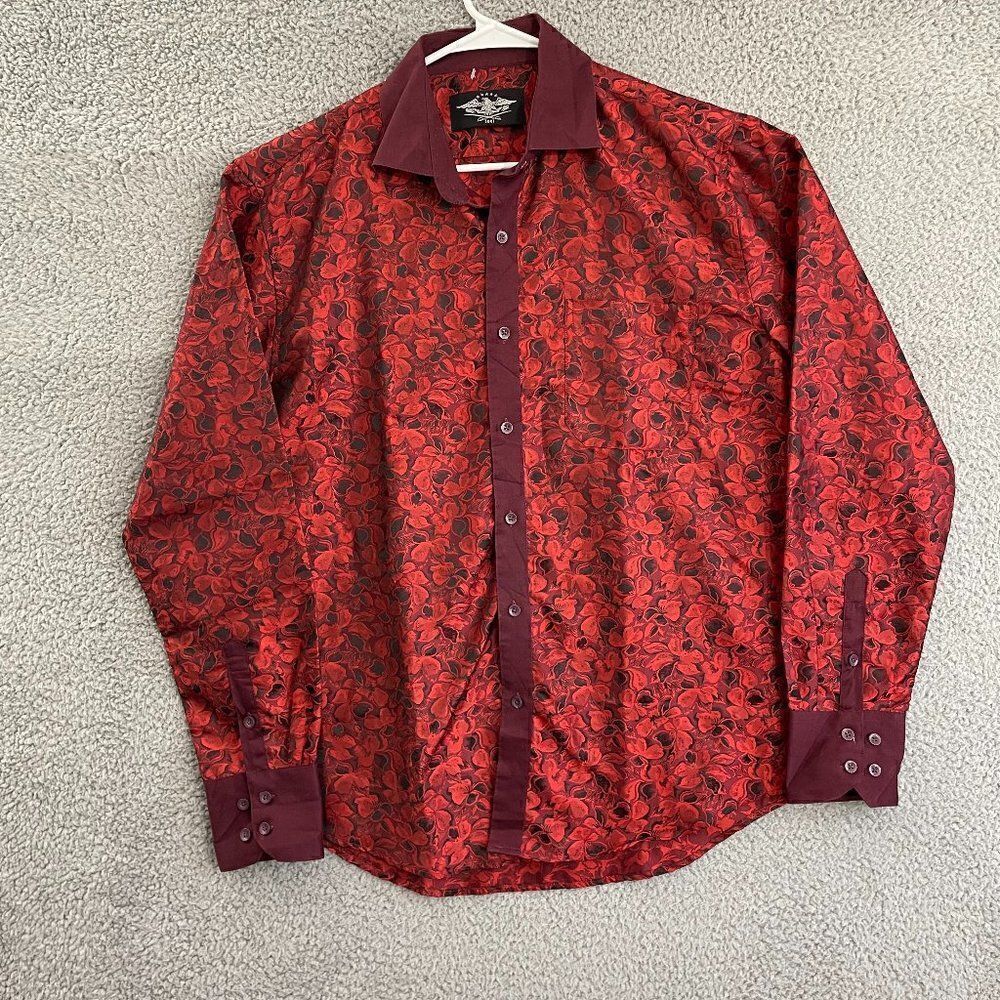 El General 1901 Shirt Men L‎ Red Western Rodeo Long Sleeve Button Down